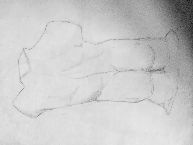 Torso construction study. An early pencil study.