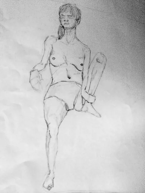 Seated pose study. An early pencil study.