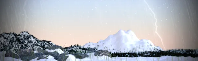 Storm over the snow forest. An early 3D study.